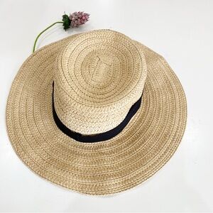 MADEWELL Natural Hat with Black Grosgrain Ribbon Size Medium Large